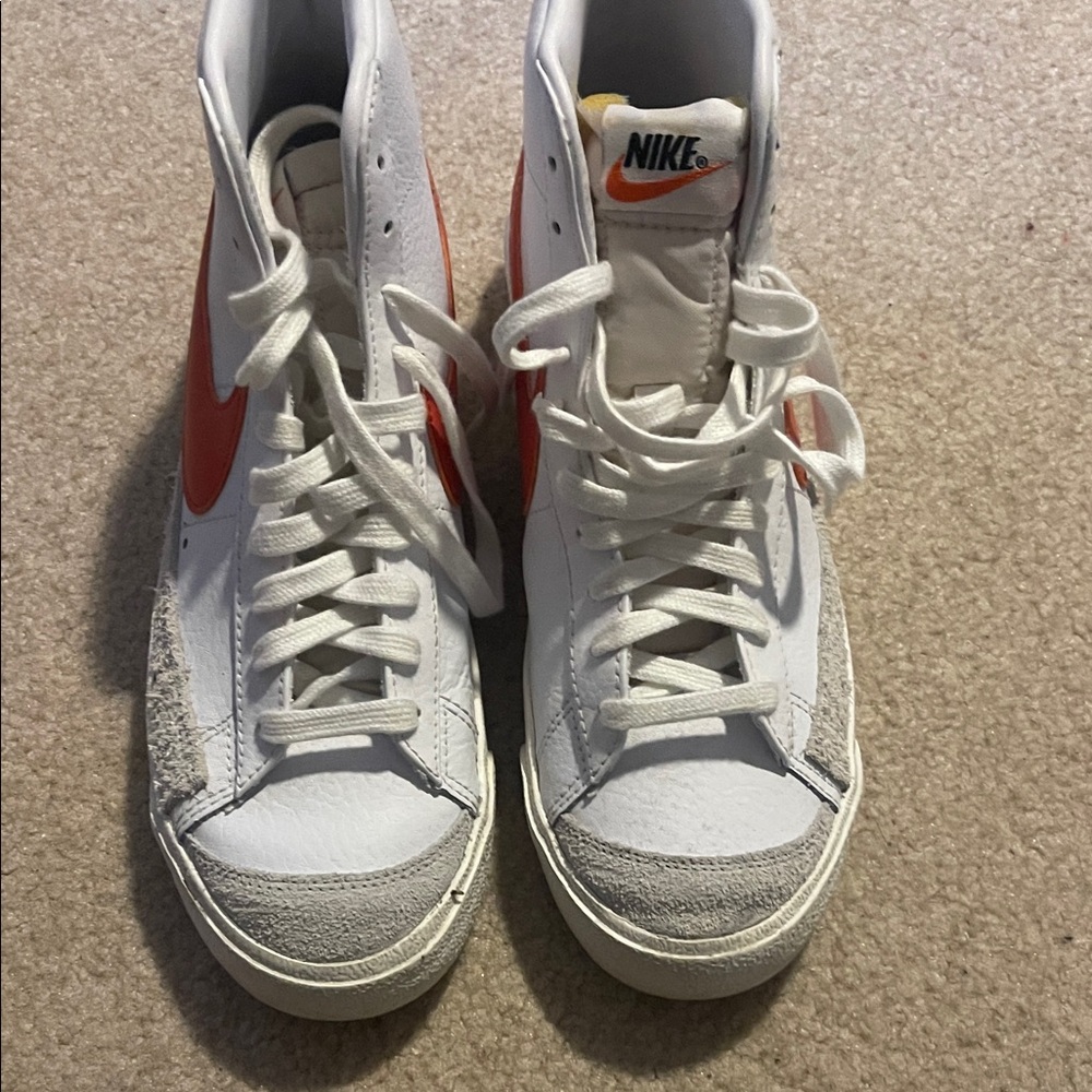 Nike White and Orange High-Tops